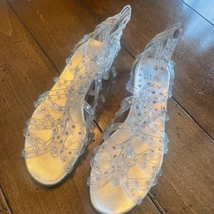Stuart Weitzman Swarovski crystal studded jelly sandals size 39